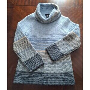 Alexandra Bartlett Wool Angora Cowl Neck Sweater Sz L Multicolored Stripe Cozy